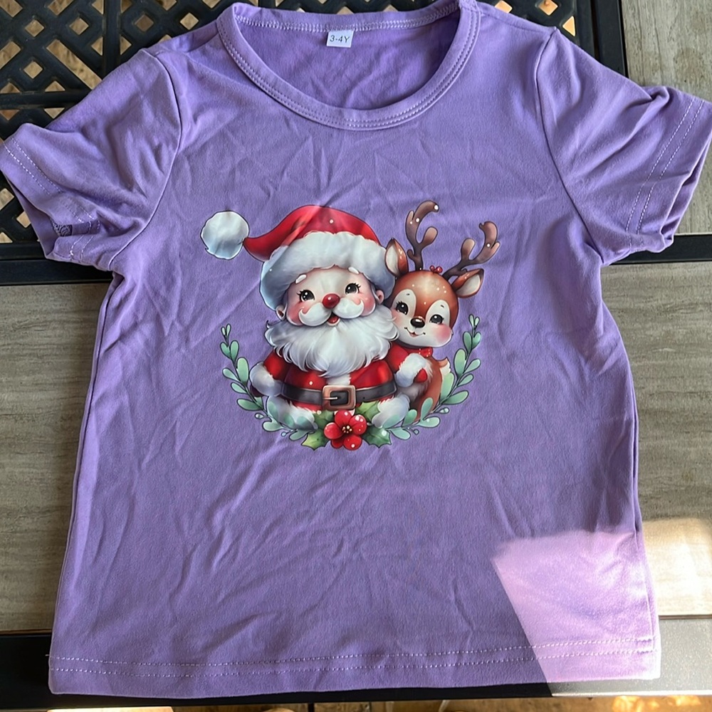 1211. 🎉🎄Toddler Girl Short Sleeve Festive Christmas Shirt